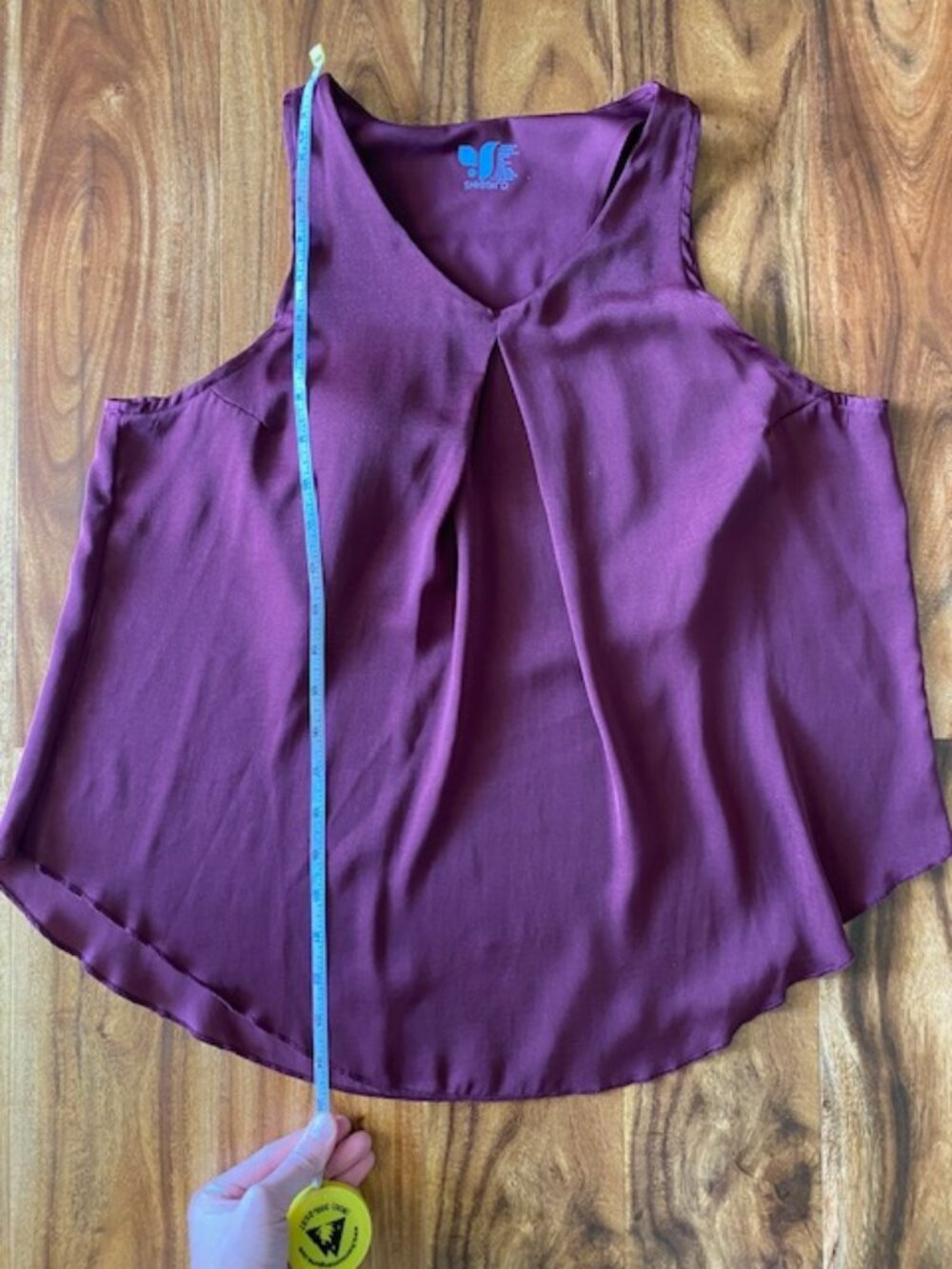 SheBird Stella Satin V-Neck Bra Blouse, Maroon - Picture 7 of 7